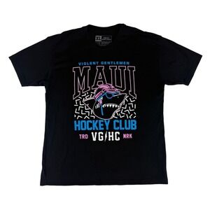 Violent Gentlemen Maui Hockey Club T-Shirt Mens XL Black Neon Shark Graphic VGHC